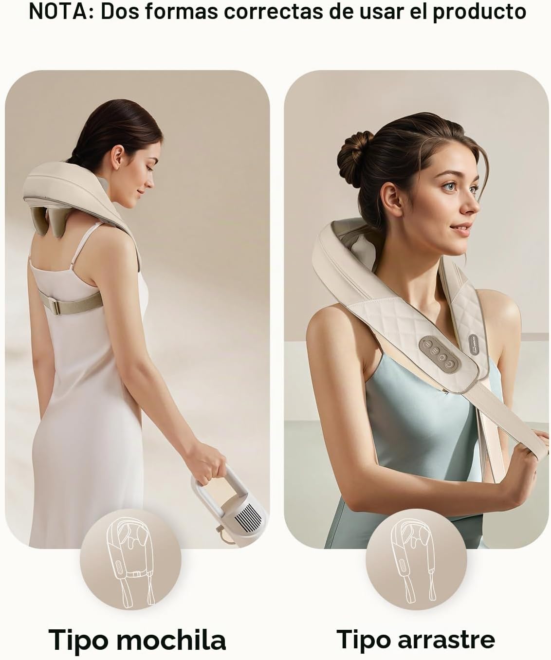 Snailax masajeador de cuello inalámbrico con calor, masajeador de c...