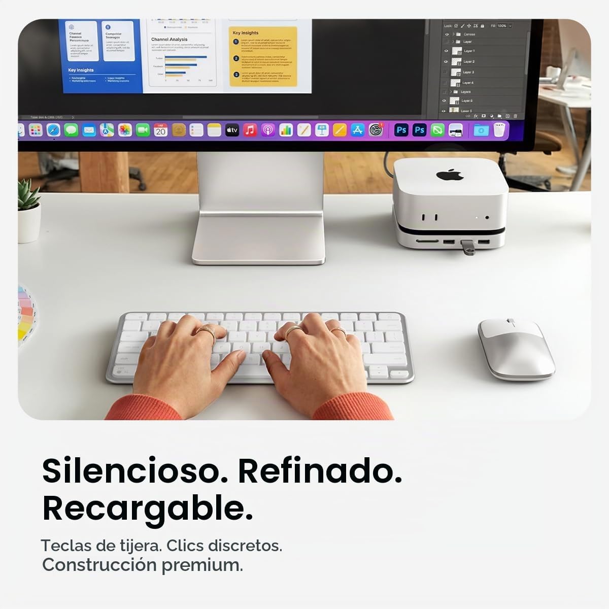 Satechi Combo de teclado y mouse inalámbricos, Slim CEX1 con empare...