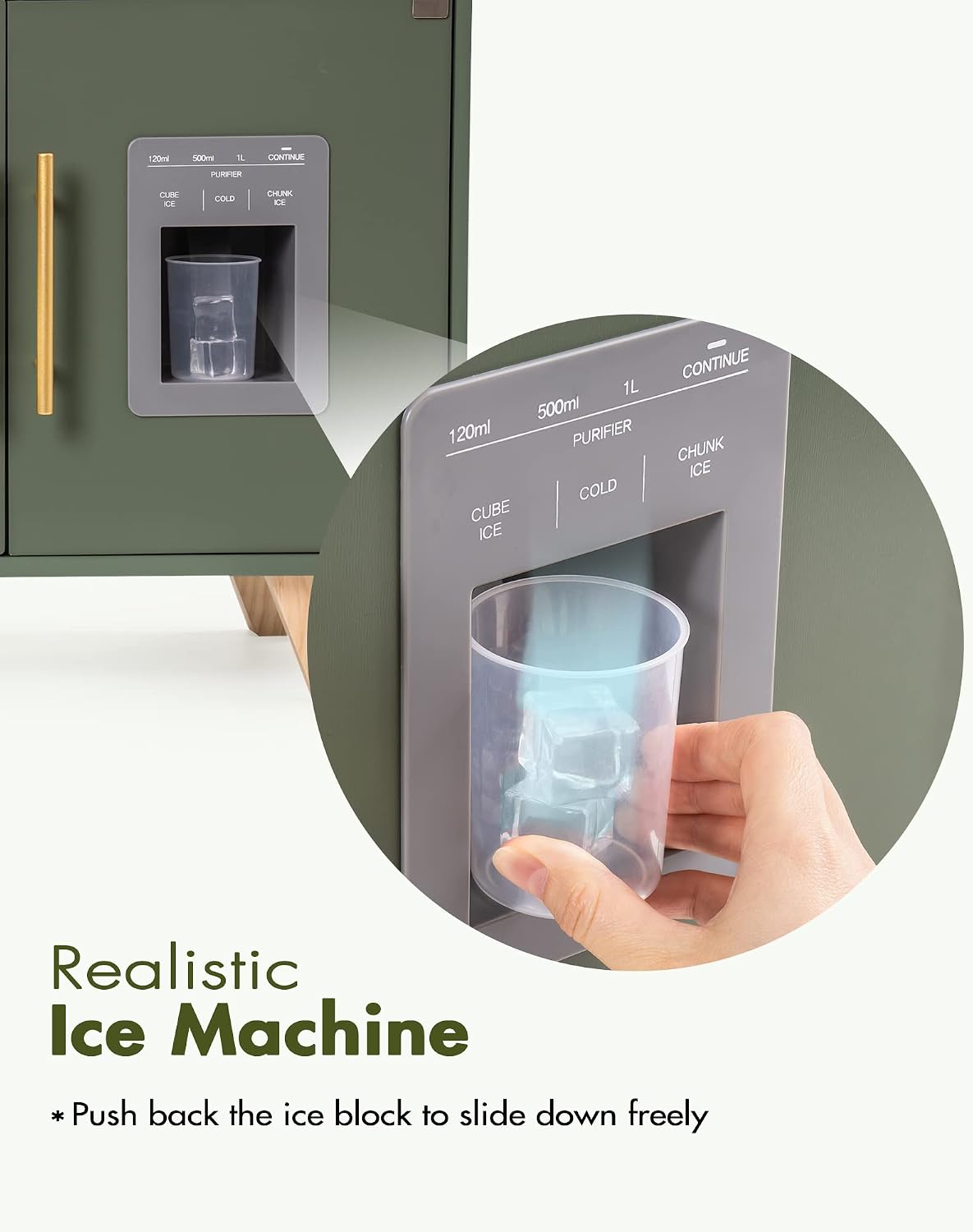 ROBOTIME Juego de cocina con dispensador de cubitos de hielo simula...