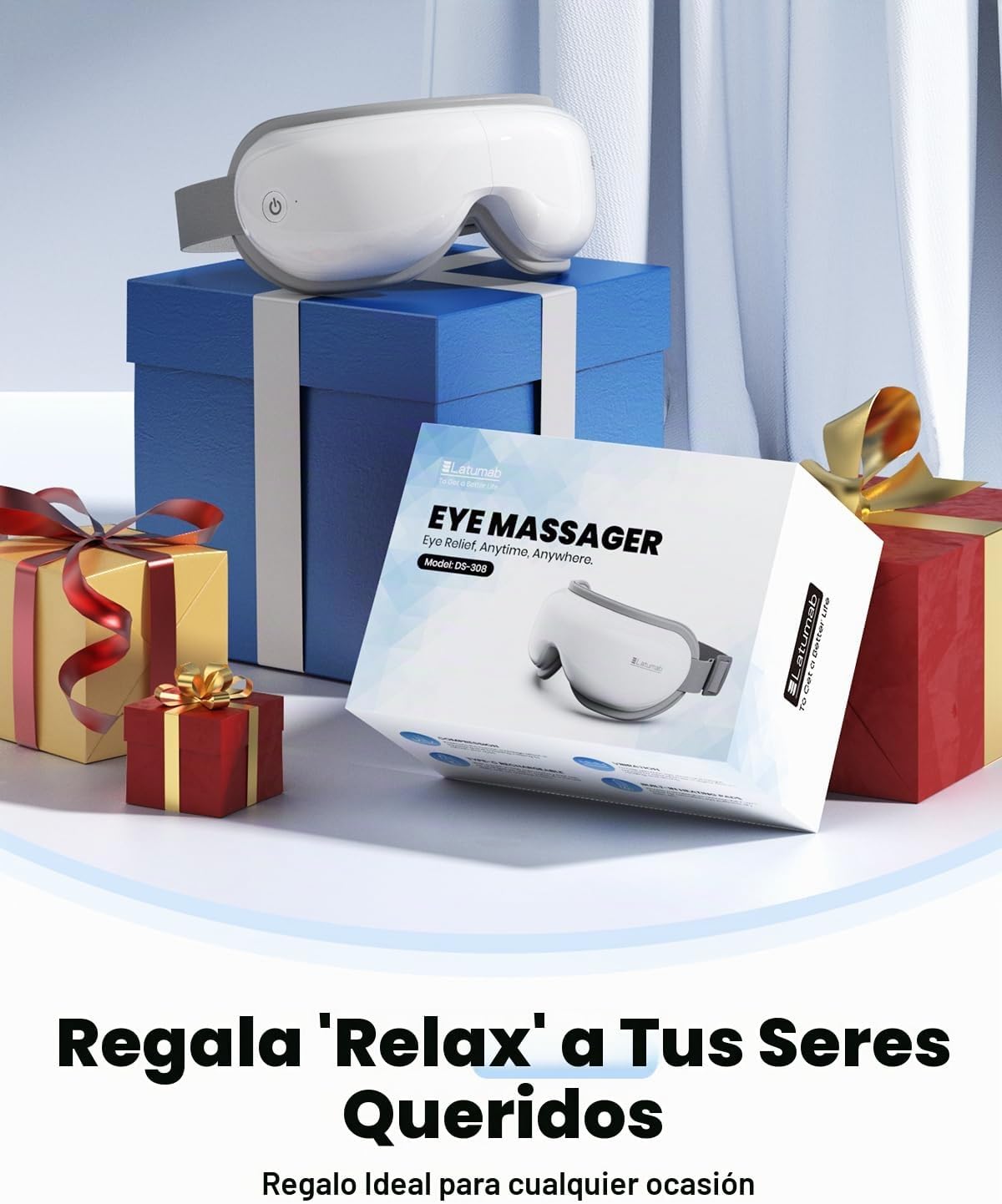 latumab Masajeador de ojos con calor y música Bluetooth, HSA elegib...