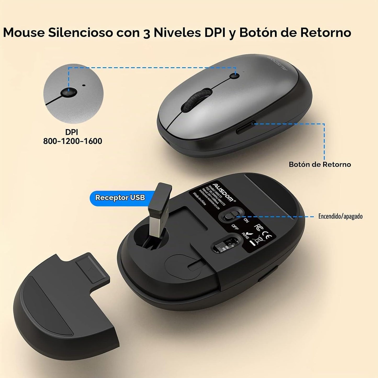 AUSDOM Combo de teclado y mouse inalámbricos, juego de mouse de tec...