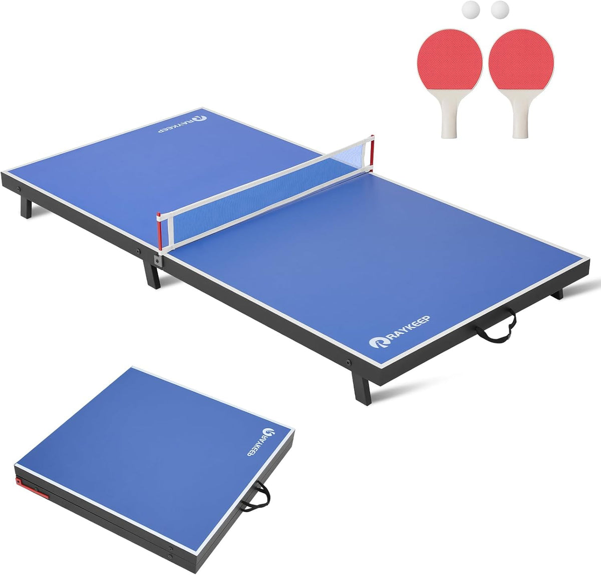 RAYKEEP Mini mesa de tenis de mesa plegable, mesa de ping pong port...
