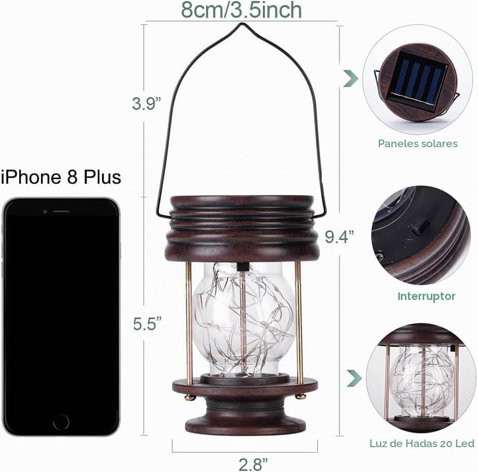 Linternas solares colgantes al aire libre - 20 luces LED alimentada...
