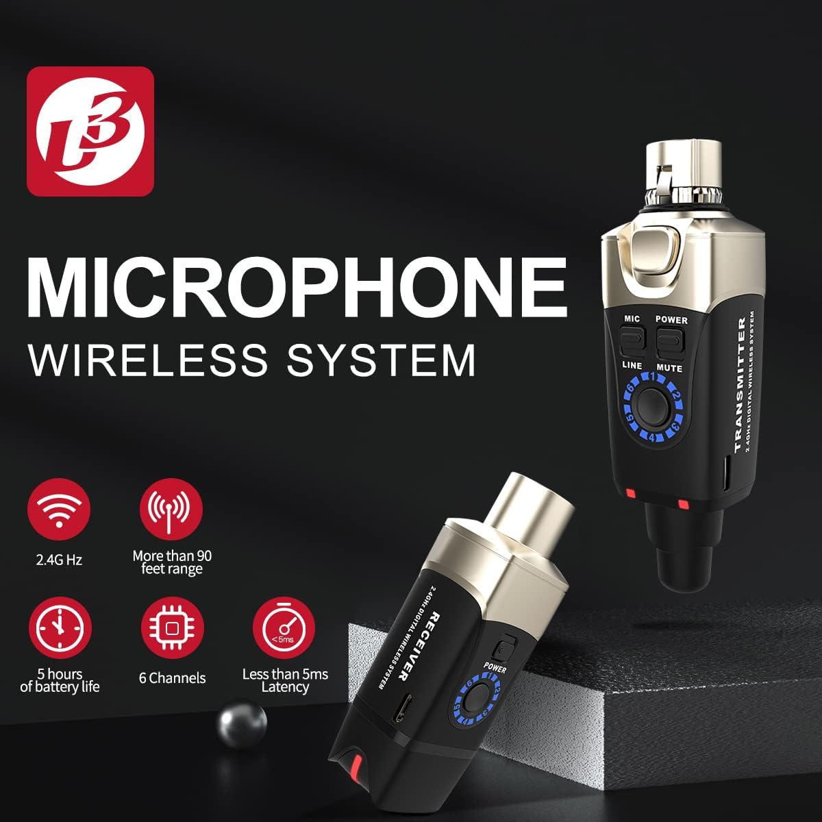 Xvive Transmisor U3T SOLO para sistema inalámbrico de micrófono U3