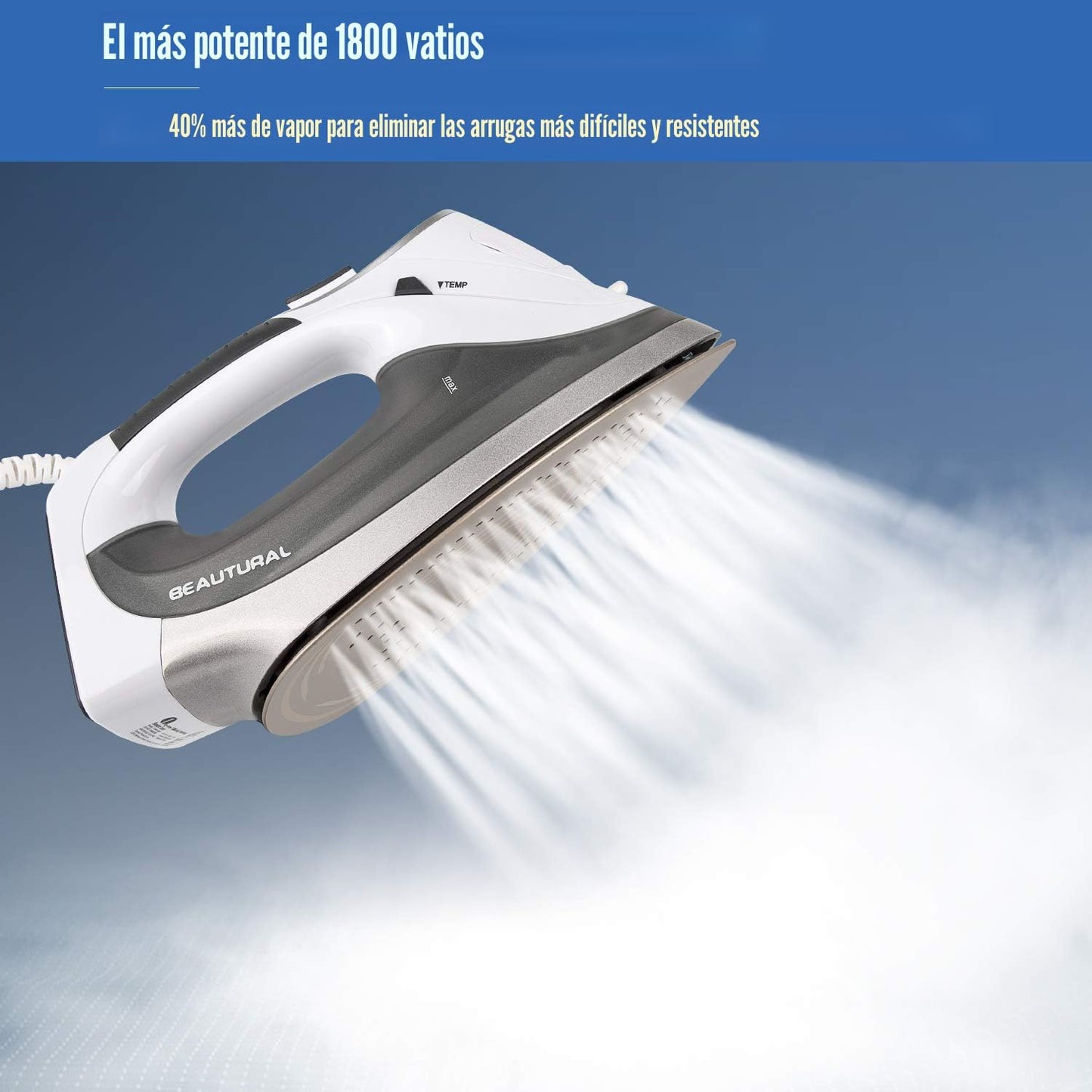 BEAUTURAL Plancha de vapor de 1800 vatios con pantalla LCD digital,...