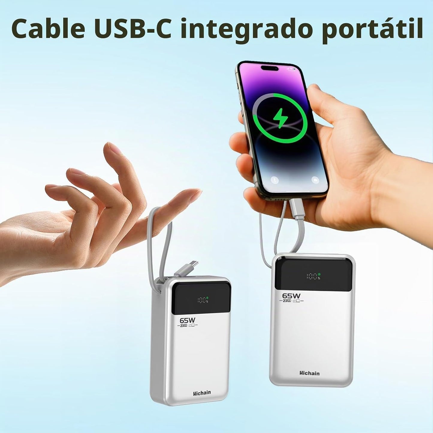 Hichain Banco de energía para portátil de 65 W, 20000 mAh, cargador...
