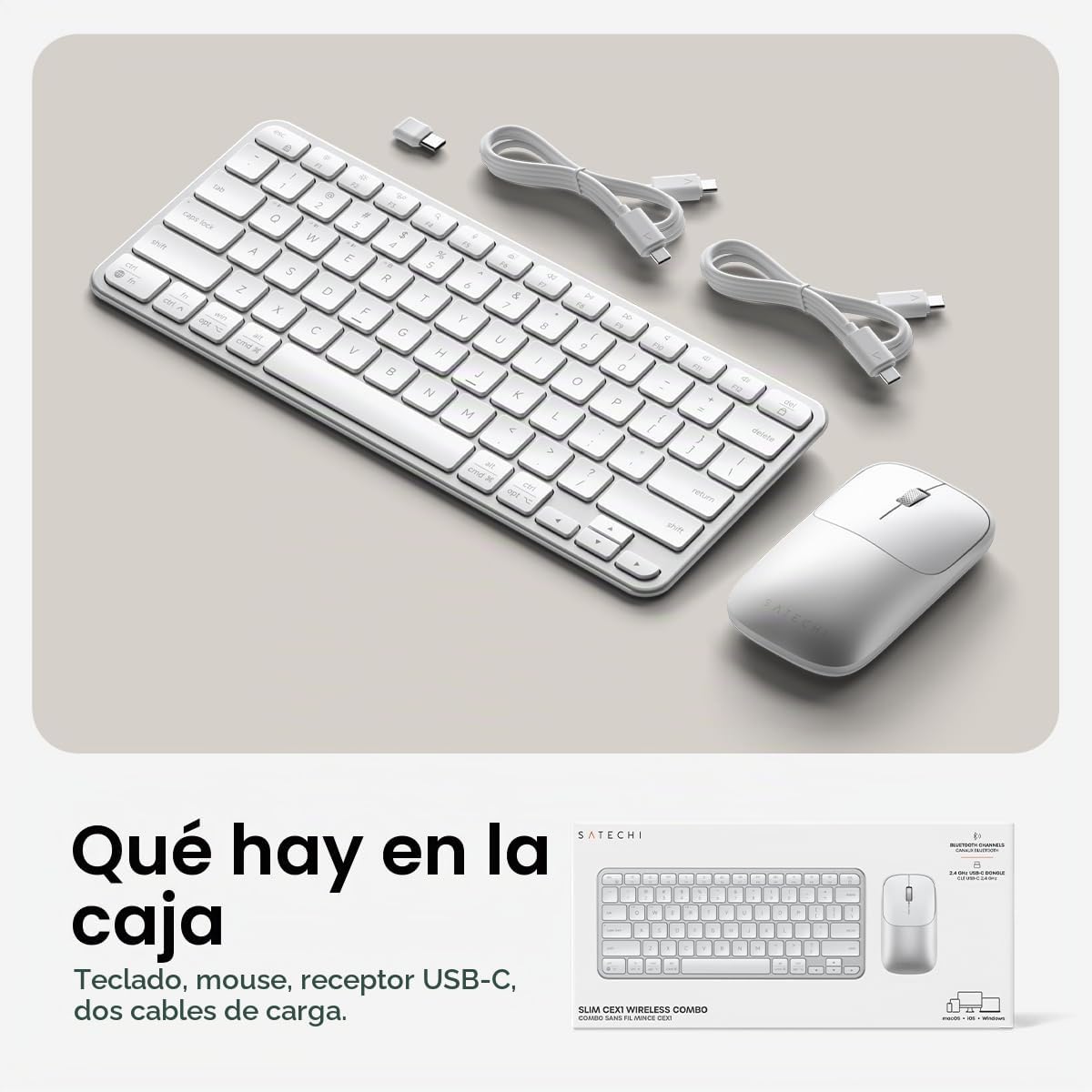 Satechi Combo de teclado y mouse inalámbricos, Slim CEX1 con empare...