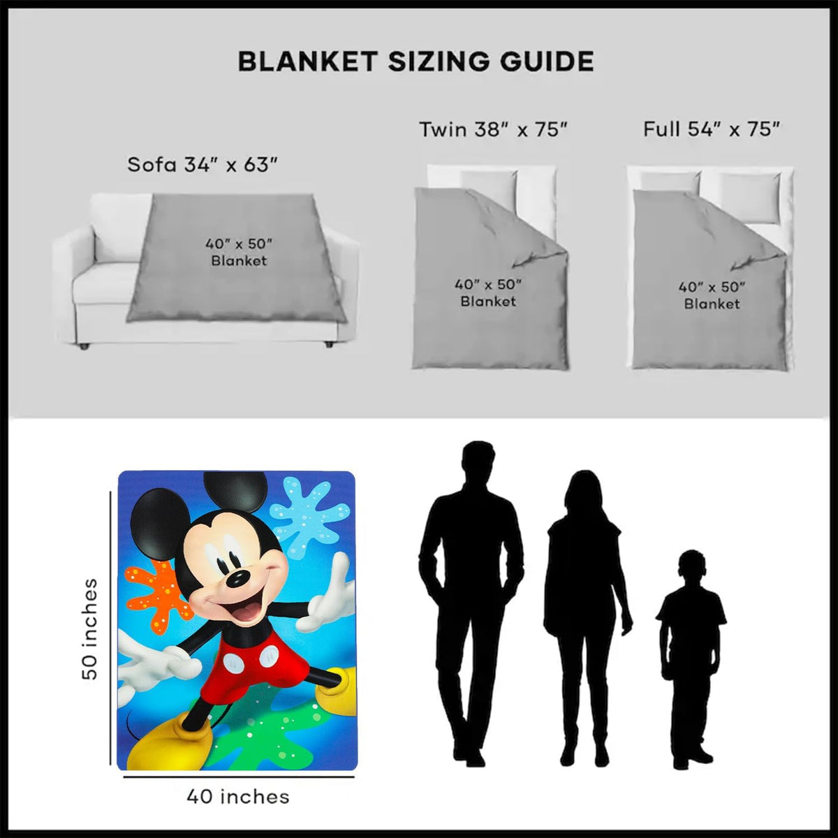 Juego de manta y almohada de viaje de Mickey Mouse de Disney – Paqu...