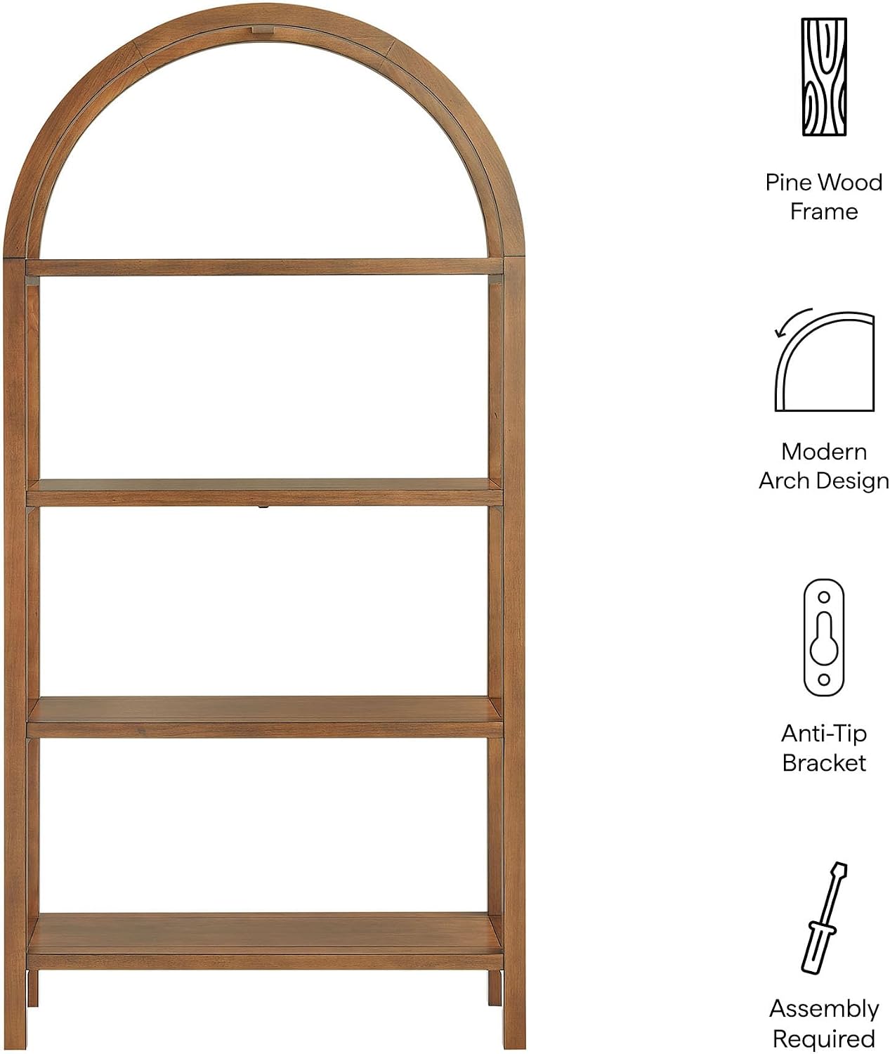 Modway Vexley - Estantería arqueada grande de 72 pulgadas en nogal,...
