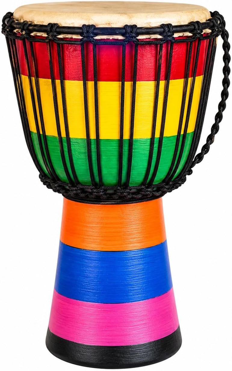 Colorido tambor Djembe de 6 x 12 \u2013 Tambor de mano africano hec...