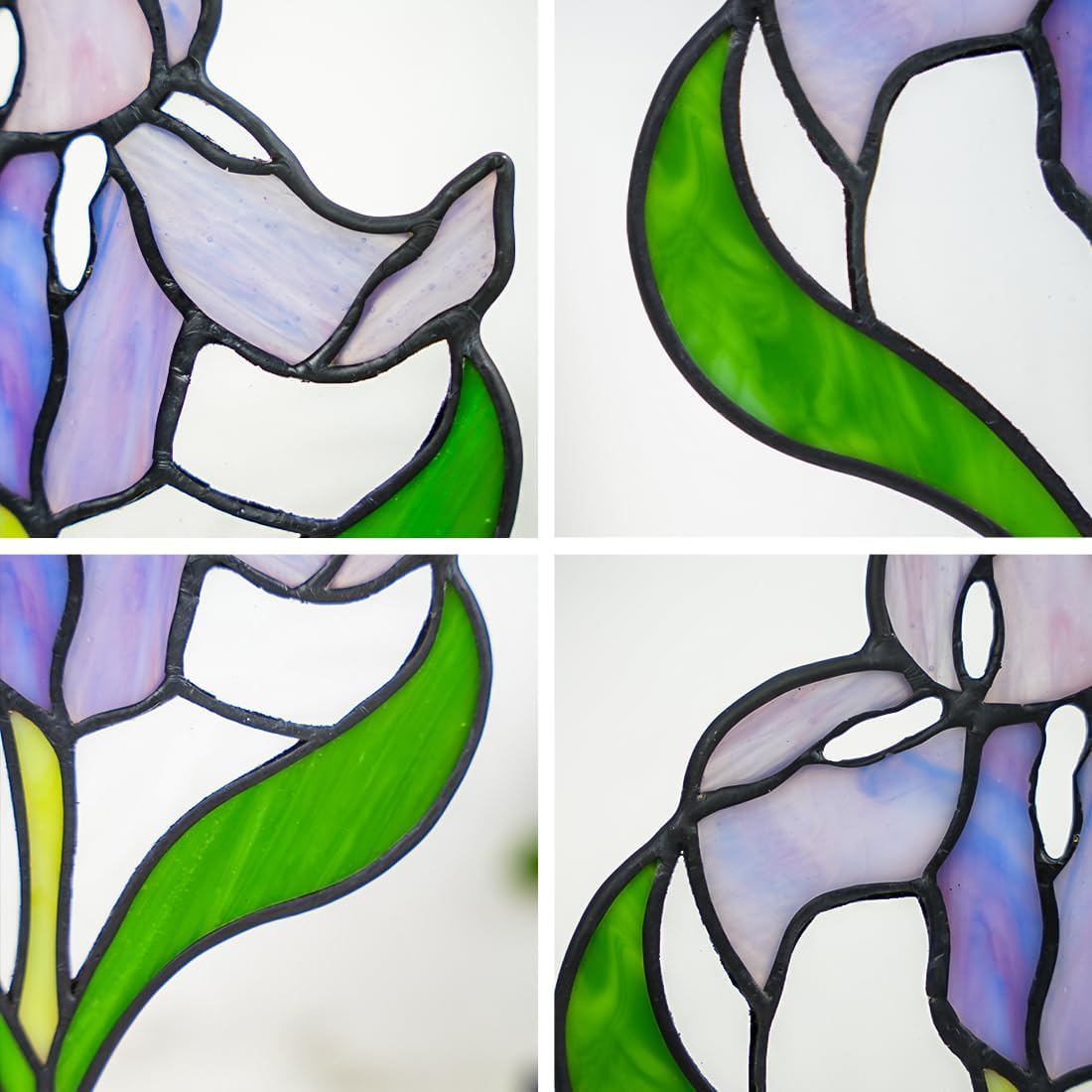 Colgantes de vitral con flores de iris HAOSUM, regalos de flores de...