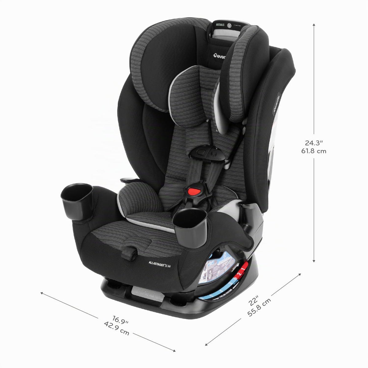 Evenflo All4Stages - Asiento convertible delgado 4 en 1 para automó...