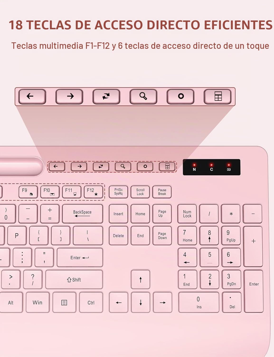 SABLUTE - Combo de teclado y mouse inalámbricos, tamaño completo, r...