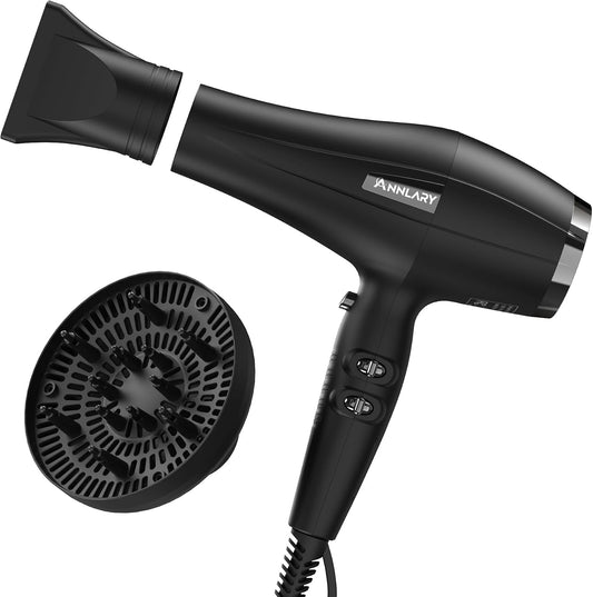 ANNLARY Secador de Pelo Iónico con Difusor, Secador de Pelo, Secado...