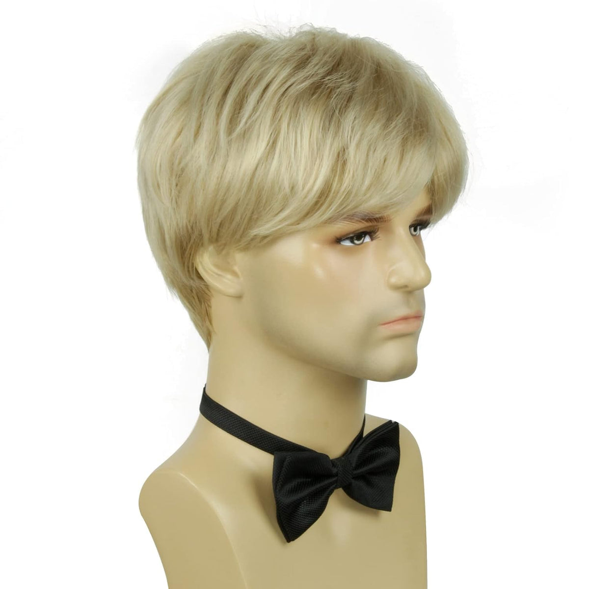 BCHR Peluca rubia para hombre, cabello natural corto y lacio, peluc...