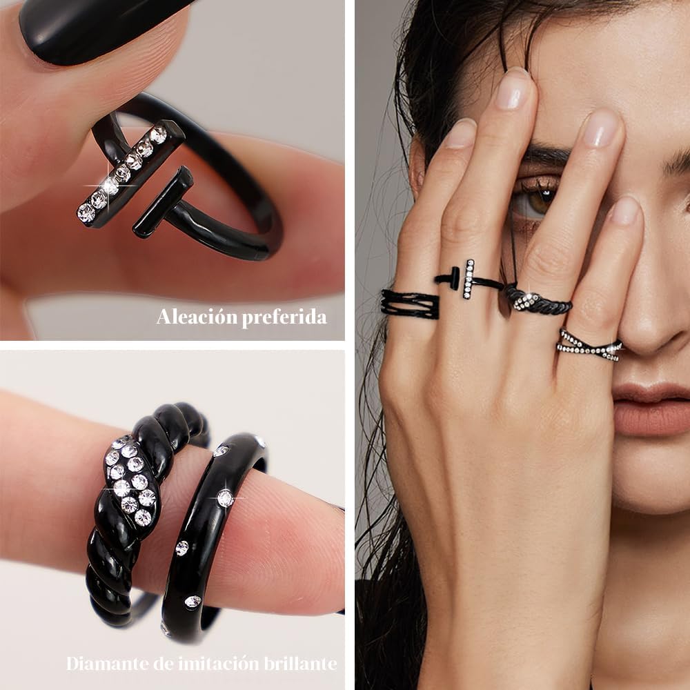 KISS WIFE Anillos apilables de oro para mujer, delicado juego de an...