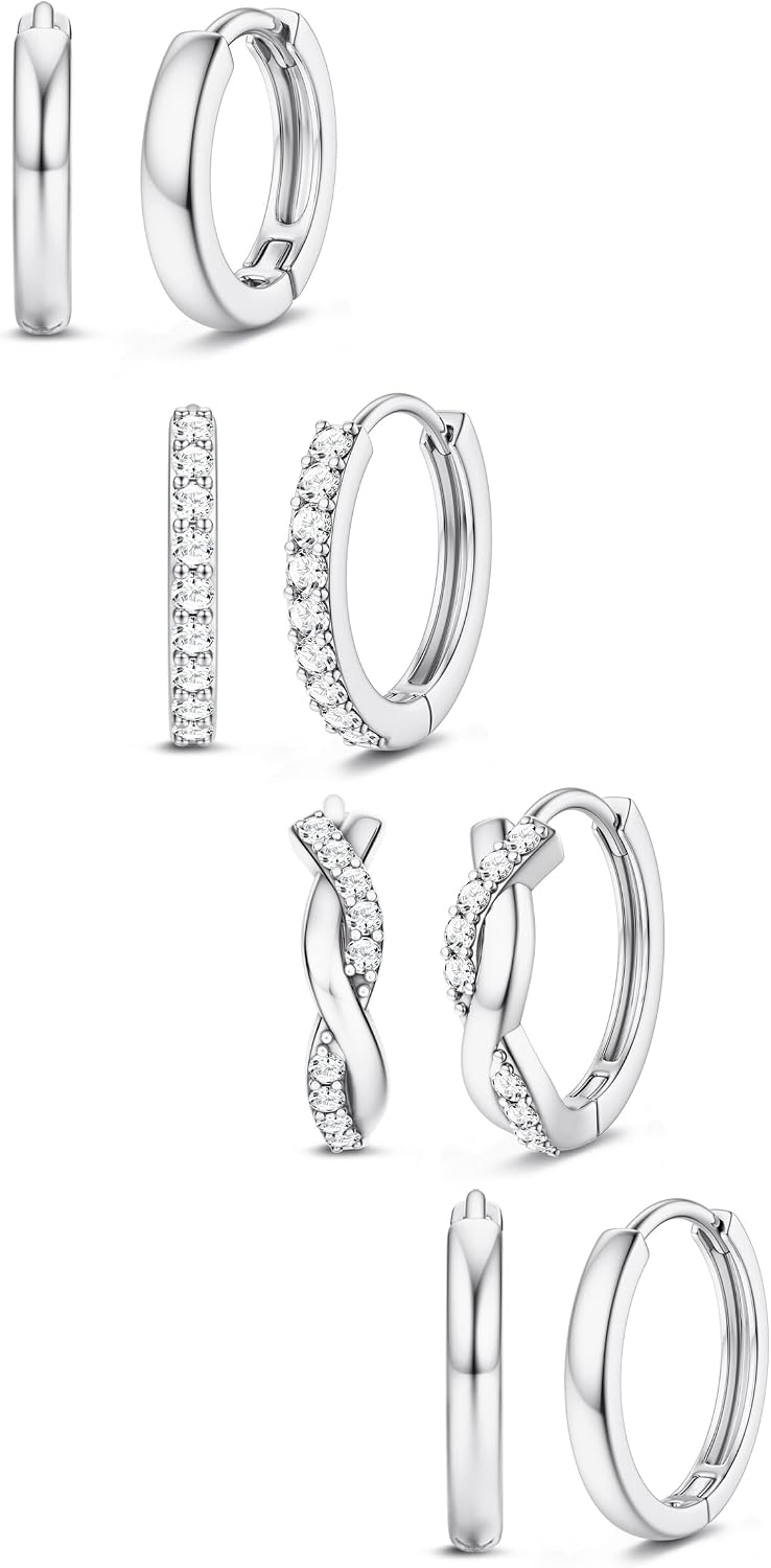 Jstyle Aretes de aro pequeños de oro para mujer, chapados en oro de...