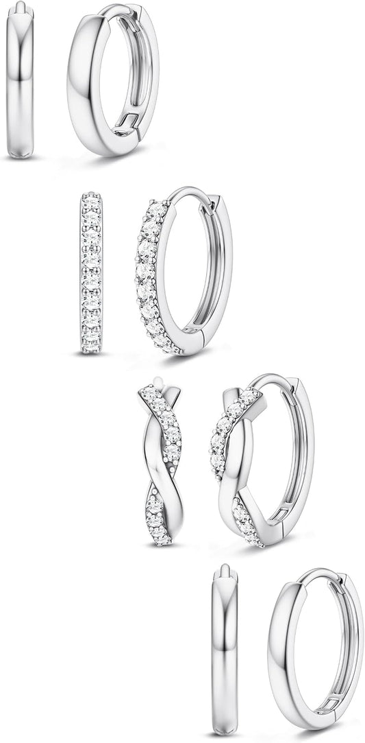 Jstyle Aretes de aro pequeños de oro para mujer, chapados en oro de...