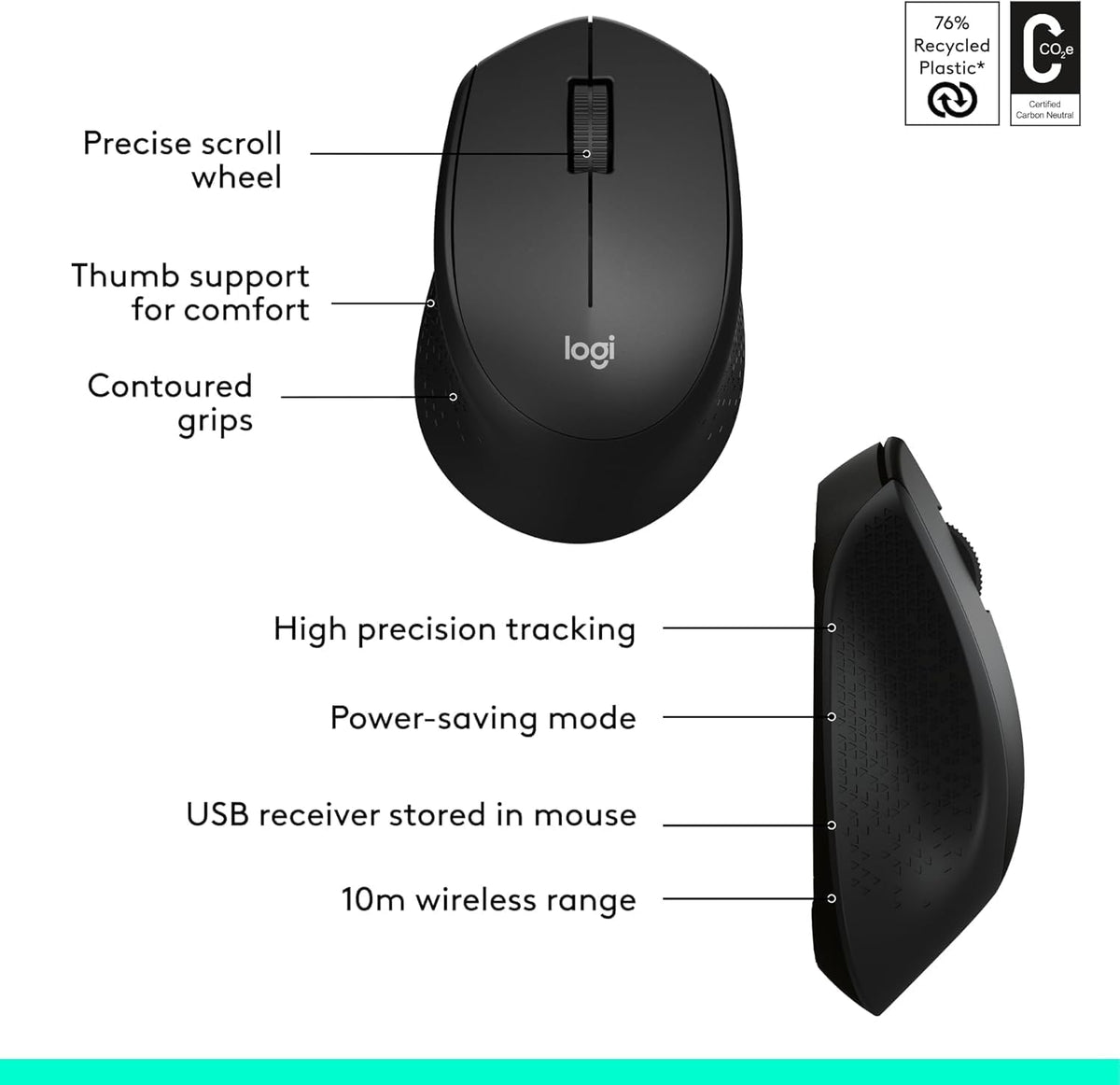 Combinación de teclado y mouse inalámbricos Logitech MK345 | Reposa...