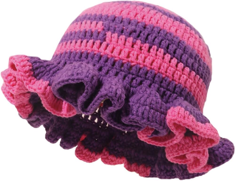 AMOFIA Gorro de punto para mujer, gorro de ganchillo con volantes,...