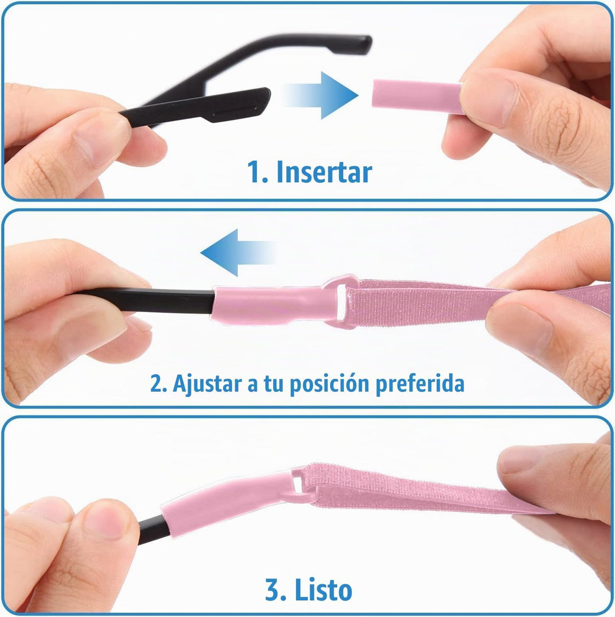 Enenfly Correas ajustables para gafas, paquete de 3 retenedores de...