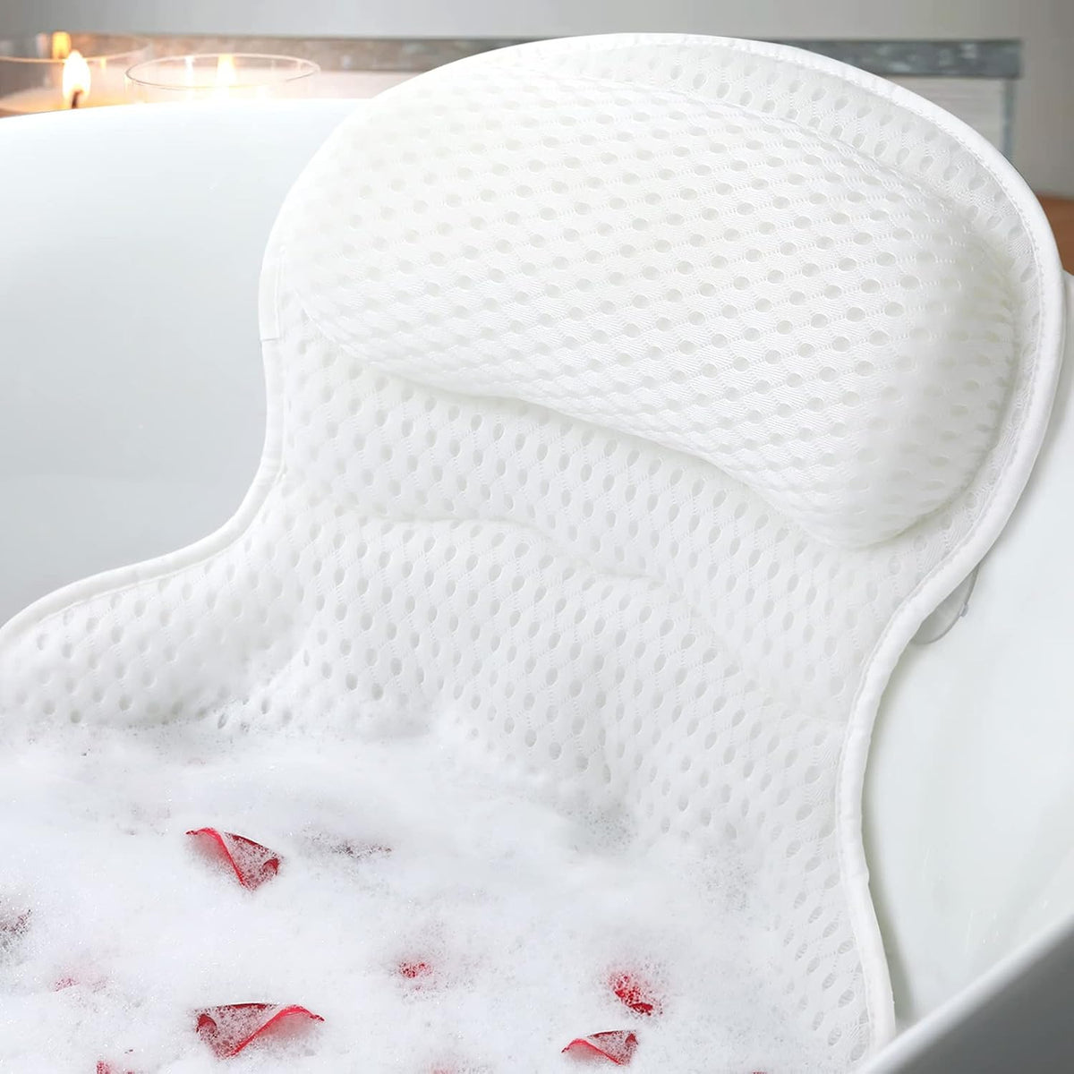 Almohada de baño, almohadas de baño de lujo para soporte de cuello...