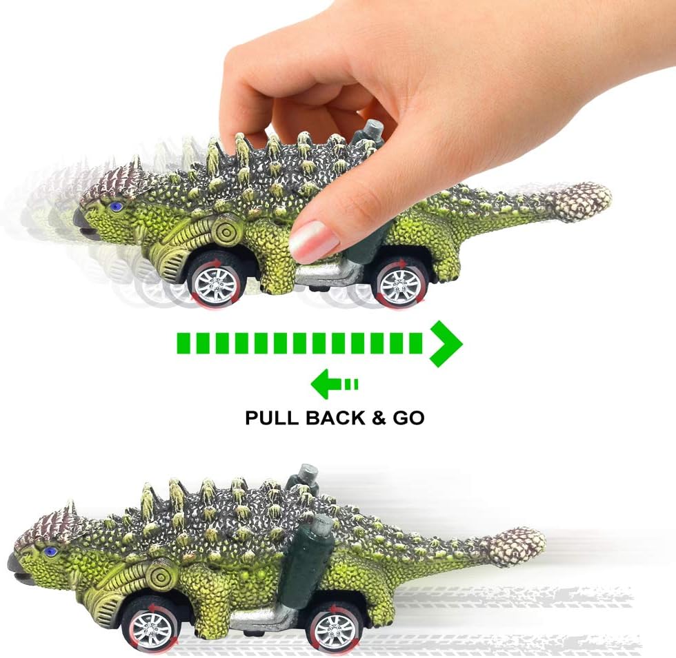 DINOBROS Coches de juguete de dinosaurio, paquete de 6 juguetes de...