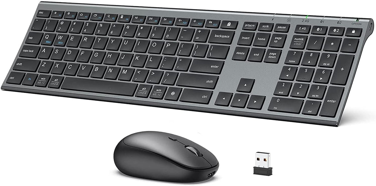 iClever Combo de teclado y mouse Bluetooth DK03, tamaño completo de...