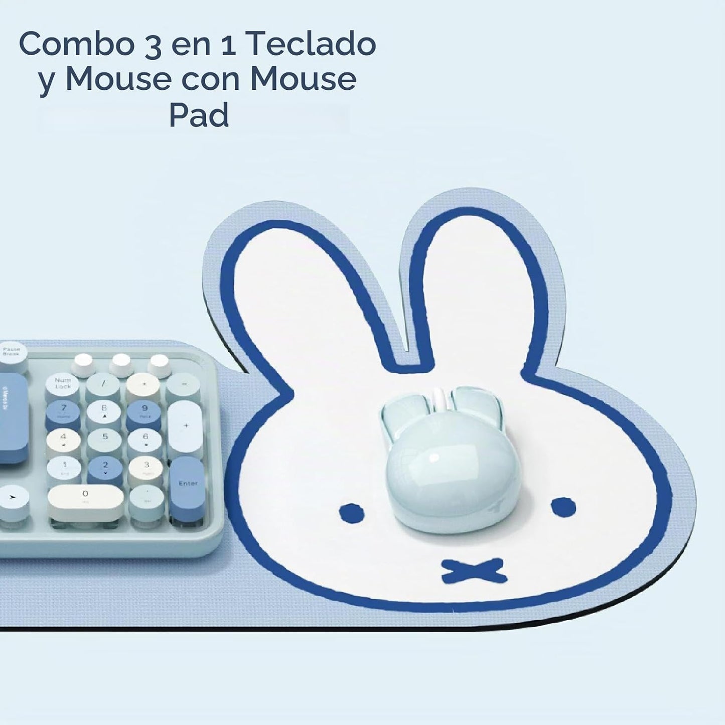 Miffy - Combo de teclado y mouse inalámbricos de 104 teclas con alm...