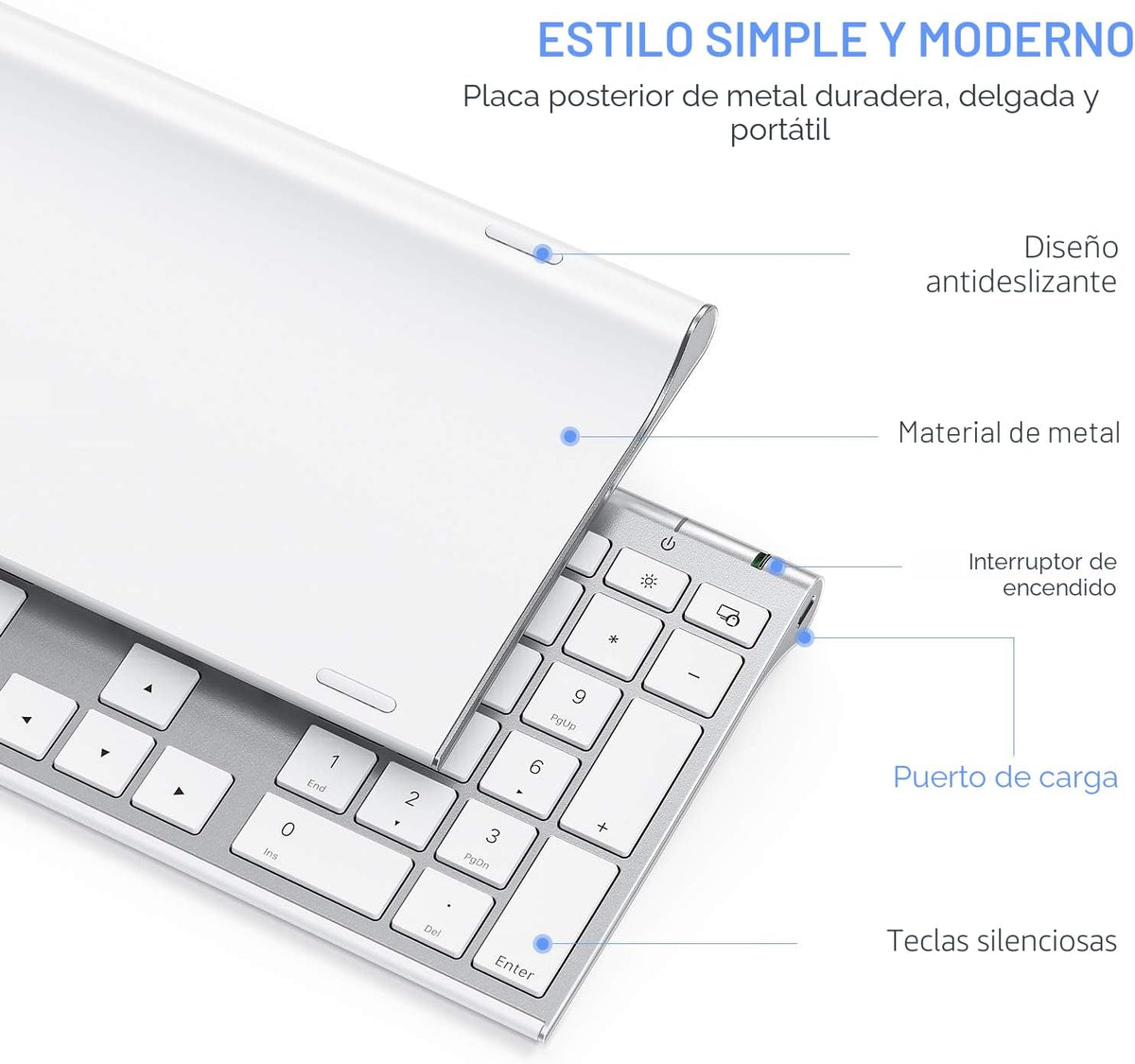 Combo de teclado y mouse inalámbricos, Vssoplor 2.4GHz recargable,...