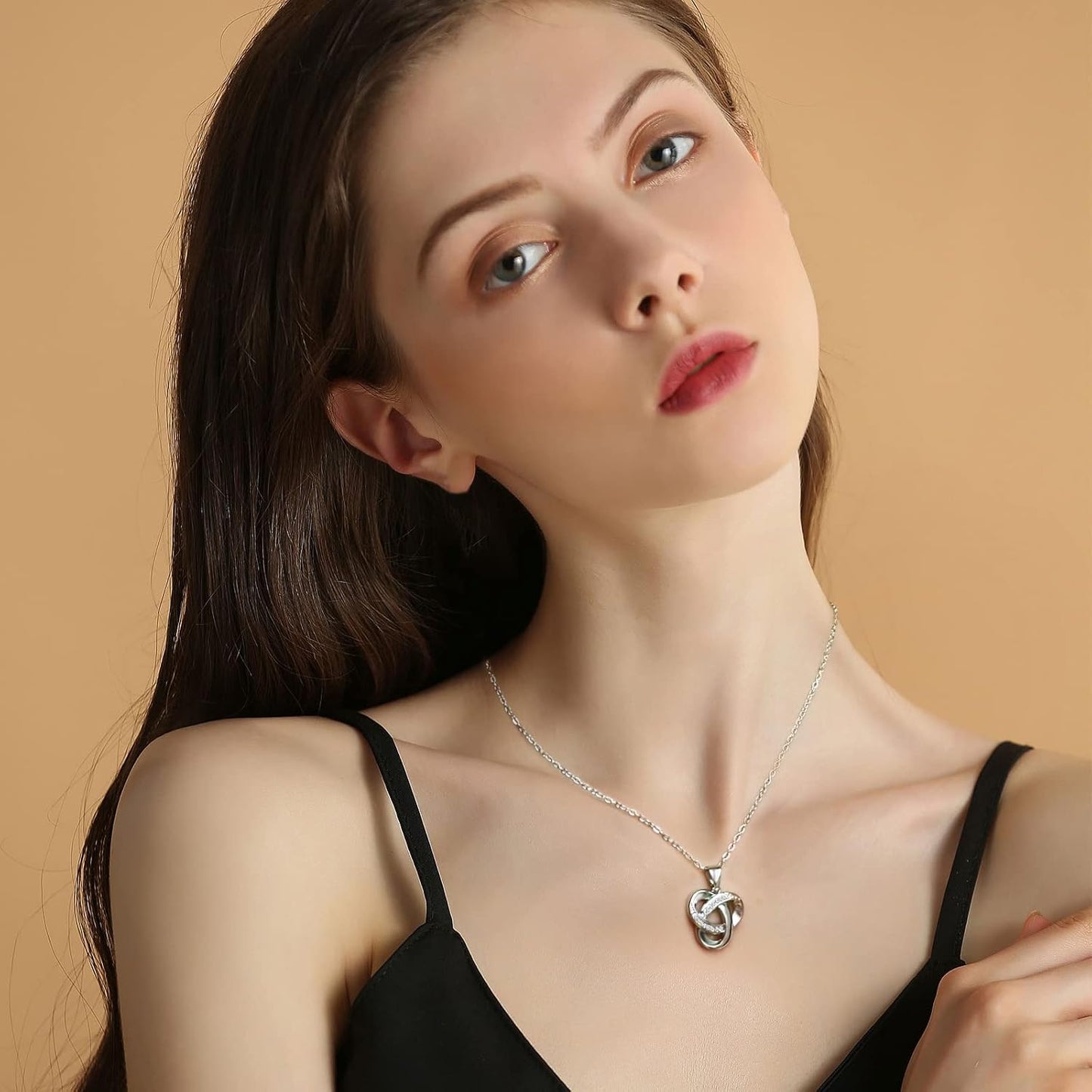 Collar de nudo de amor Alsanix, collar colgante de nudo de amor con...