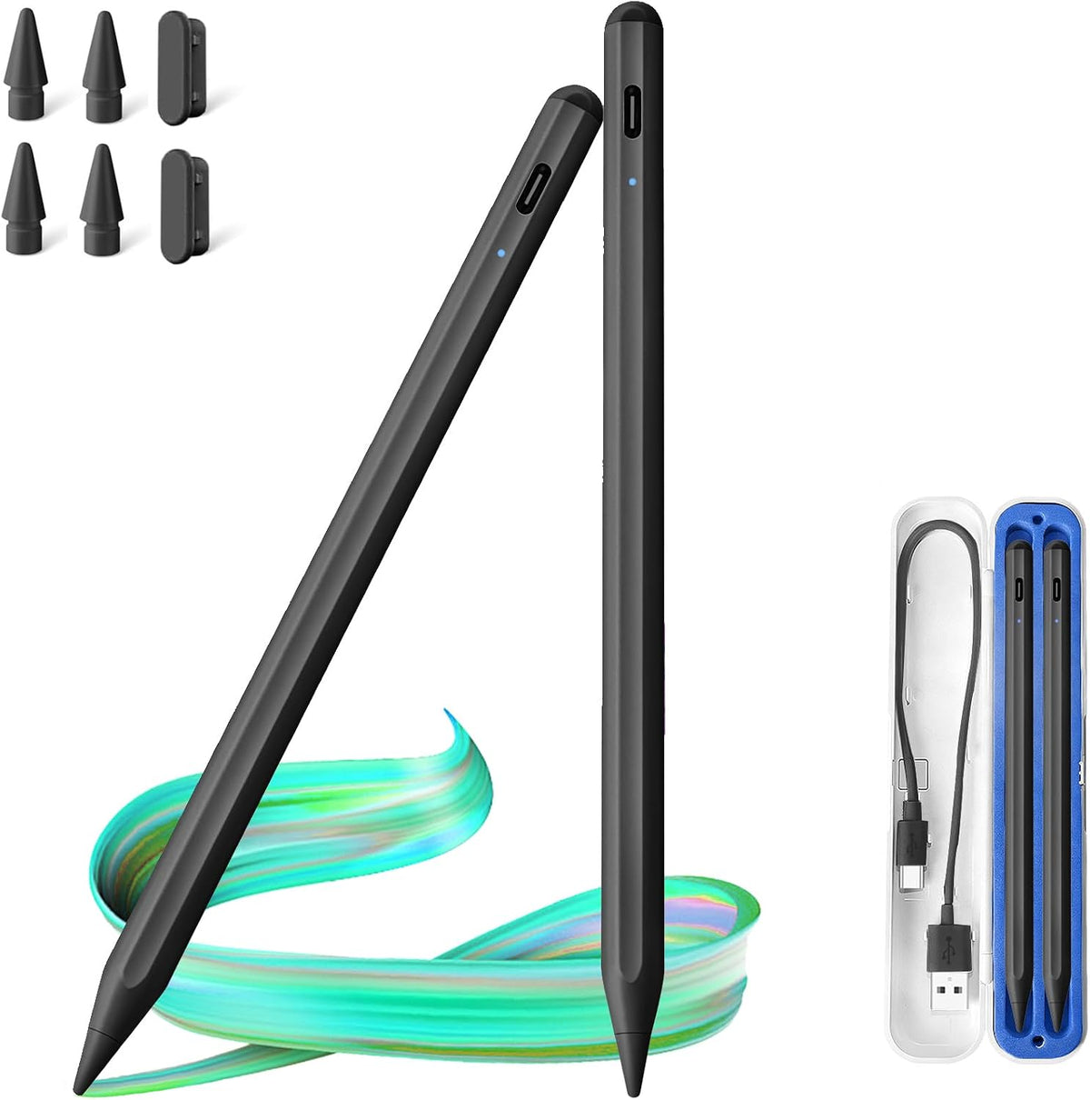 Paquete de 2 lápices capacitivos para iPad Apple: carga rápida para...
