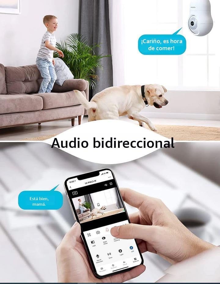 LaView Cámara de seguridad con bombilla de 4MP 2.4GHz, cámaras de s...