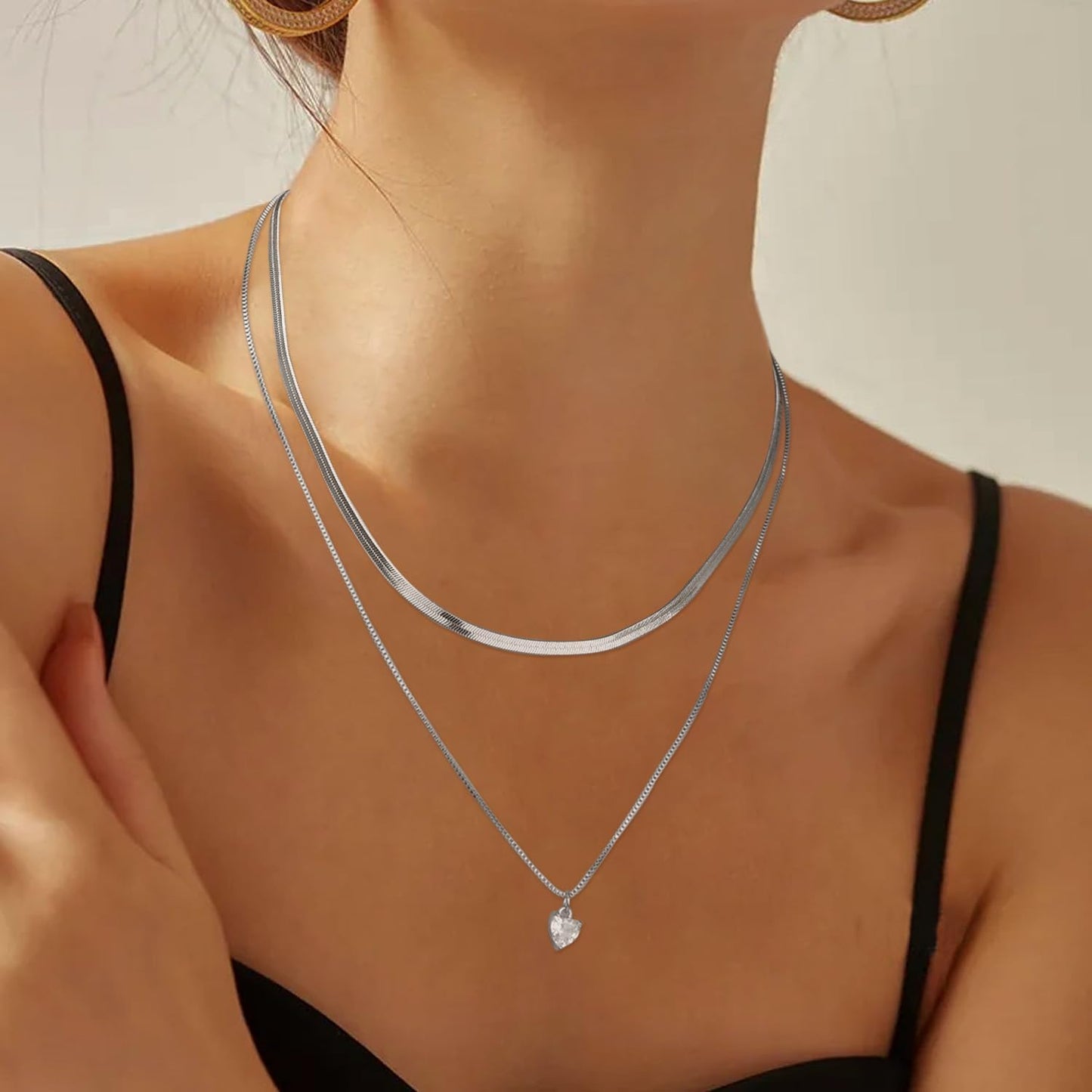 Jewlpire - Collar de oro de 18 quilates chapado en plata de ley 925...