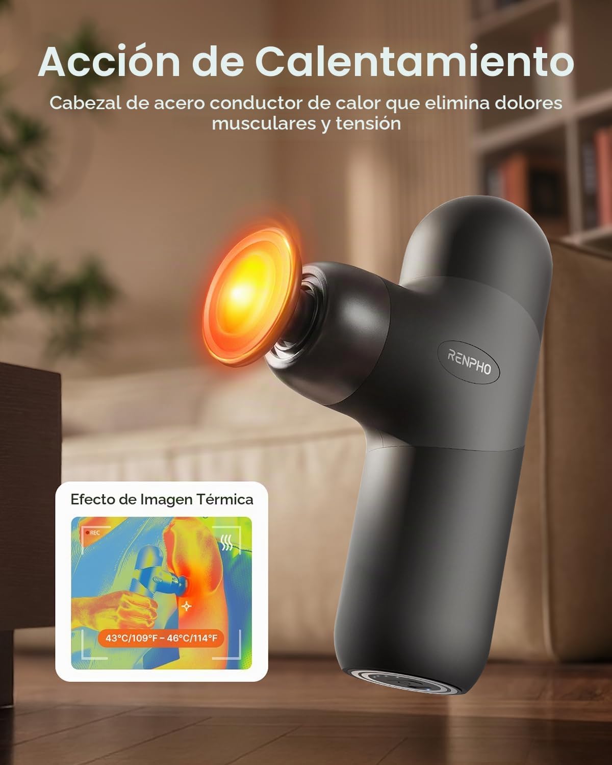 RENPHO Mini pistola de masaje térmica de lujo con calor, base de ca...