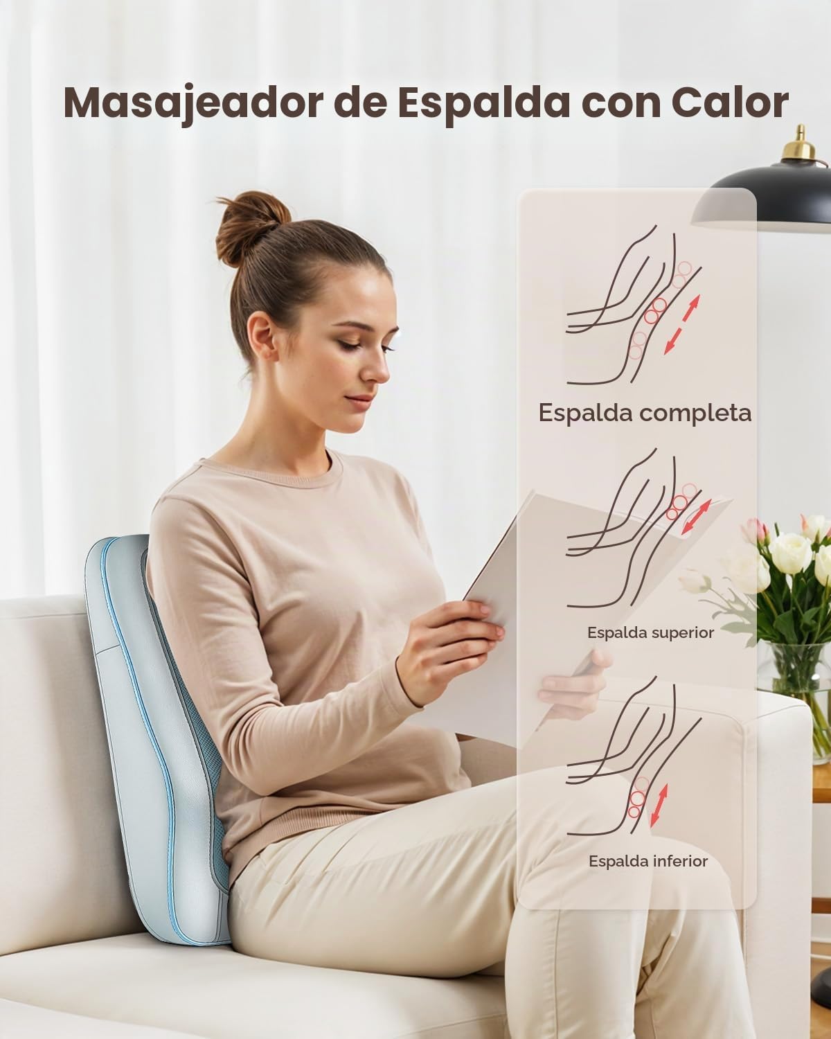 COMFIER Masajeador de espalda Shiatsu con calor, masajeador de cuel...