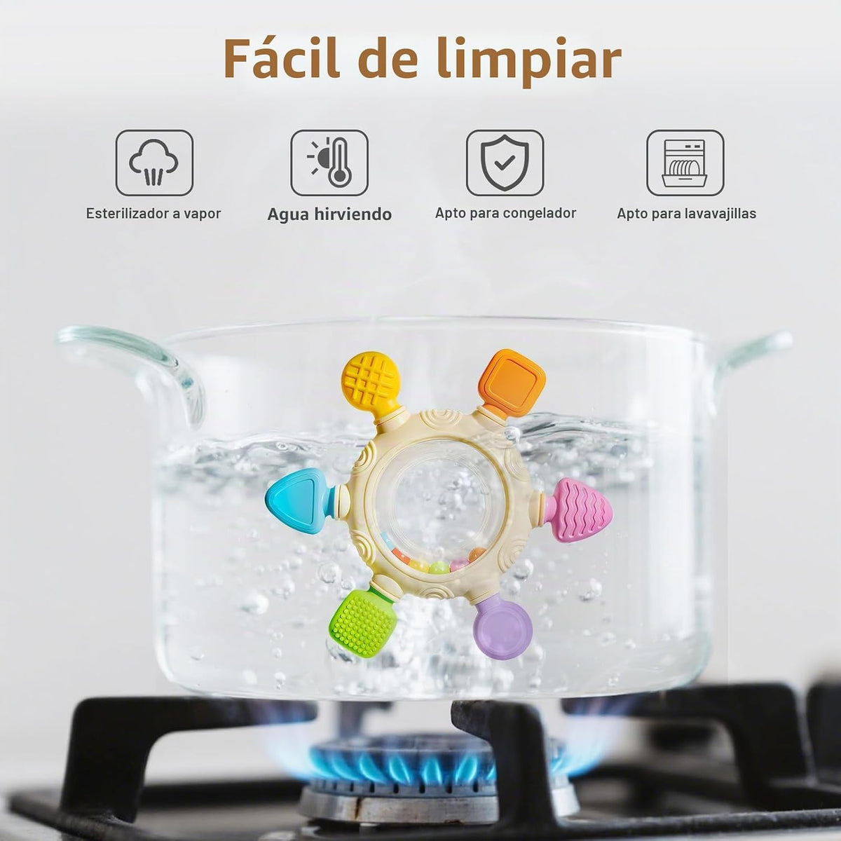 Hooku Mordedores de silicona para bebés de 6 a 12 meses, juguetes d...
