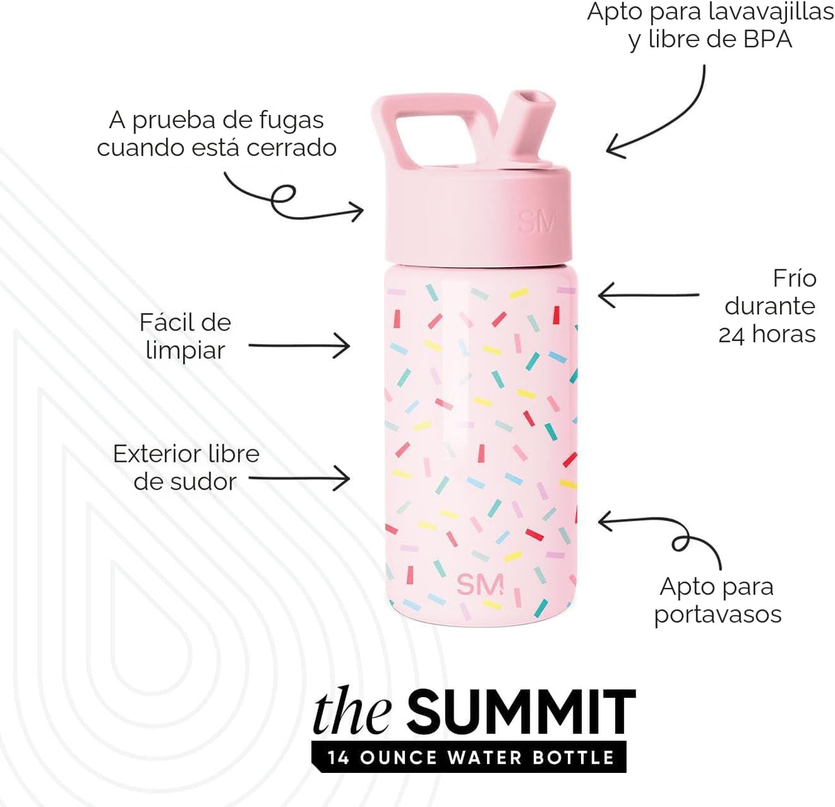 Simple Modern Summit - Botella de agua con tapa con pajilla, vaso c...