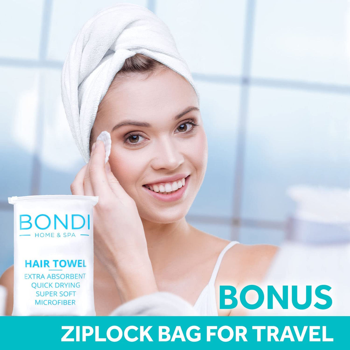 Bondi SPA Toalla de microfibra para el cabello, seca el cabello un...