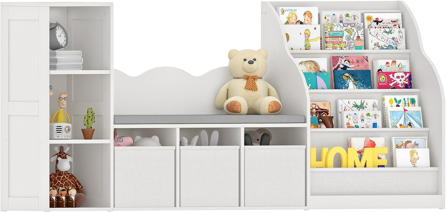 CHOEZON Estantería para niños de 66.9 pulgadas con rincón de lectur...