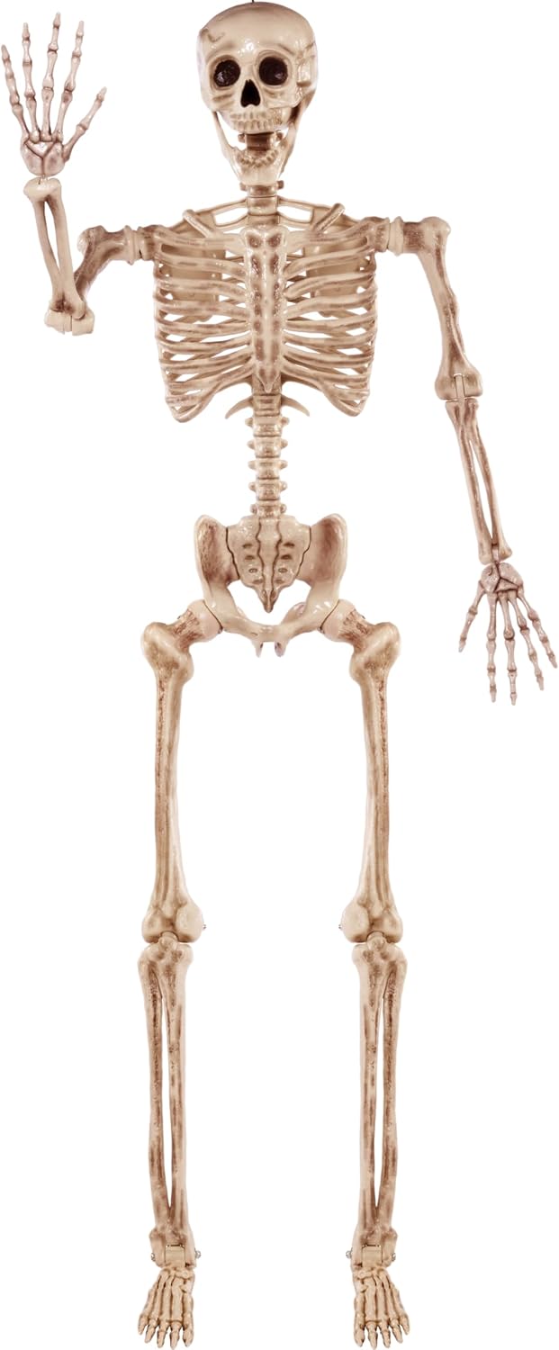 JOYIN - Esqueleto de Halloween de 1.7 m articulable, esqueleto de t...