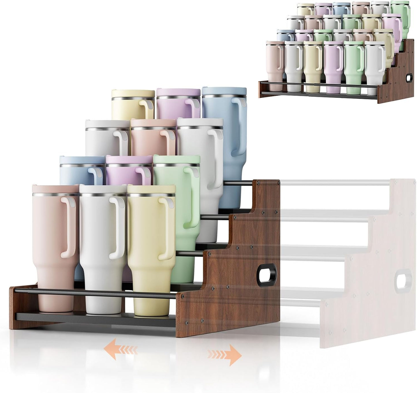 MOJOHAND Portavasos Stanley expandible de 4 niveles, 12-24 tazas, l...