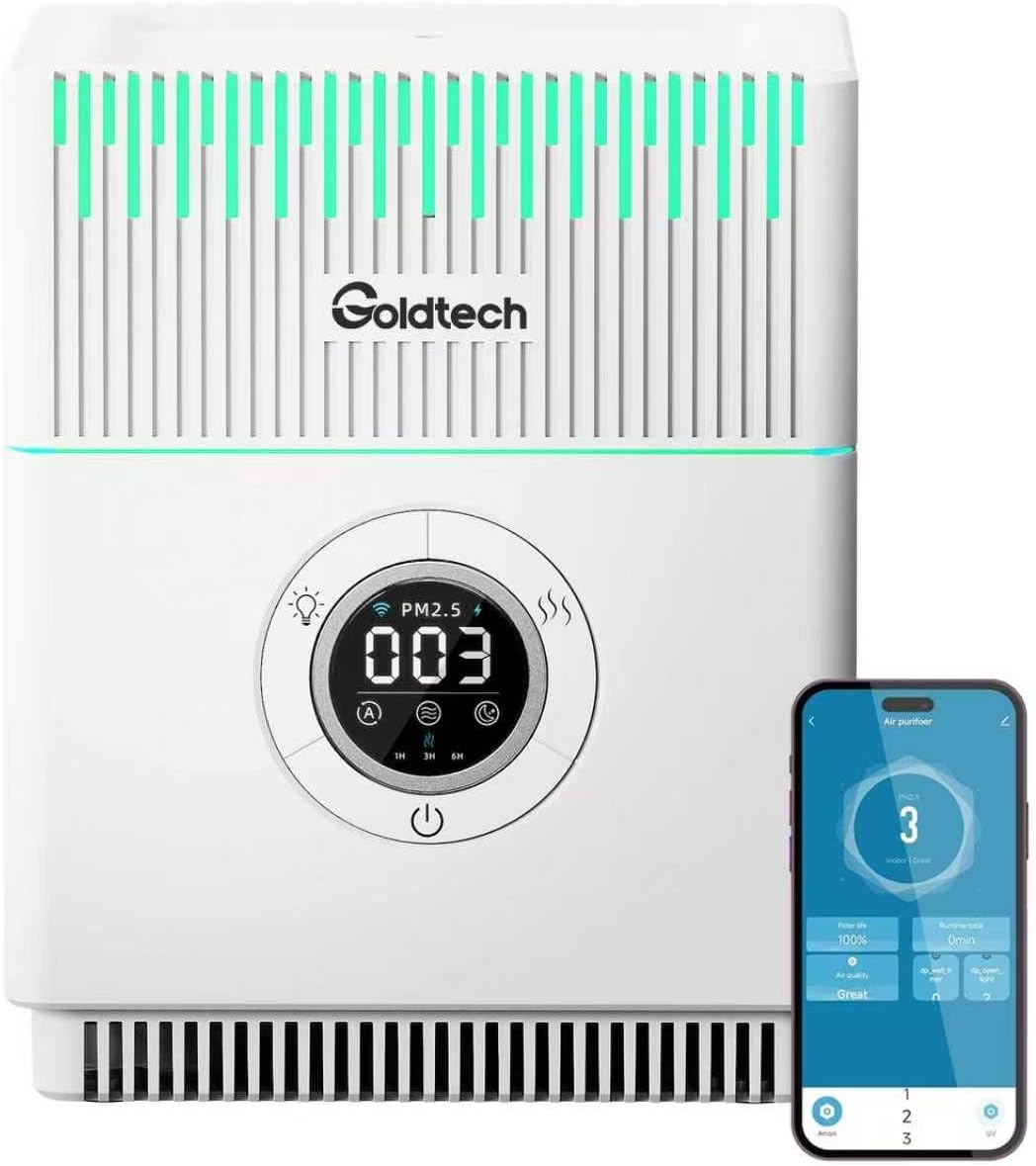 Goldtech Combo de purificador de aire y humidificador para dormitor...