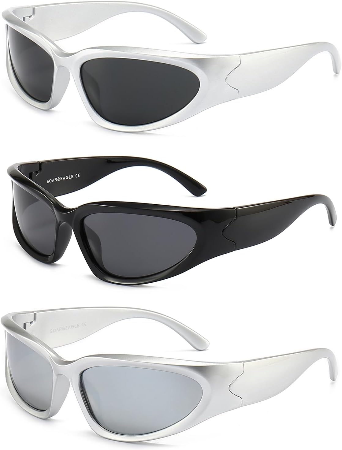 SOAR&amp;EAGLE Y2K - Paquete de 3 lentes de sol polarizados envolve...