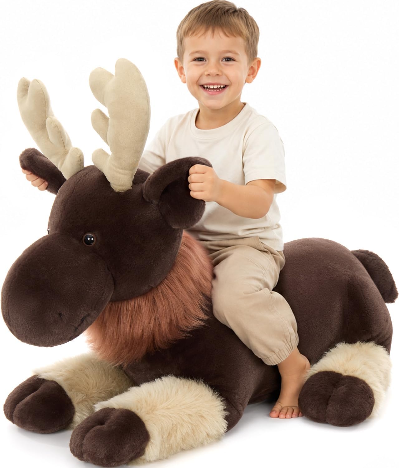 MaoGoLan Peluche de alce gigante, almohada de felpa estilo ciervo y...