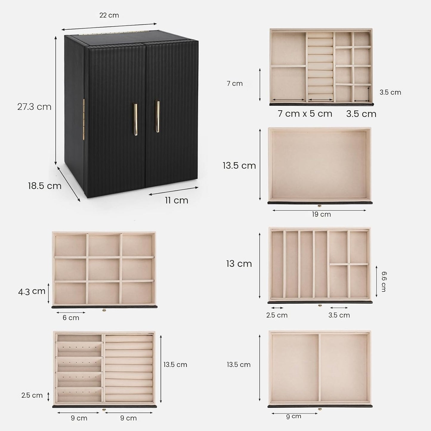 Dajasan Caja organizadora de joyas grande con 5 cajones, joyero par...