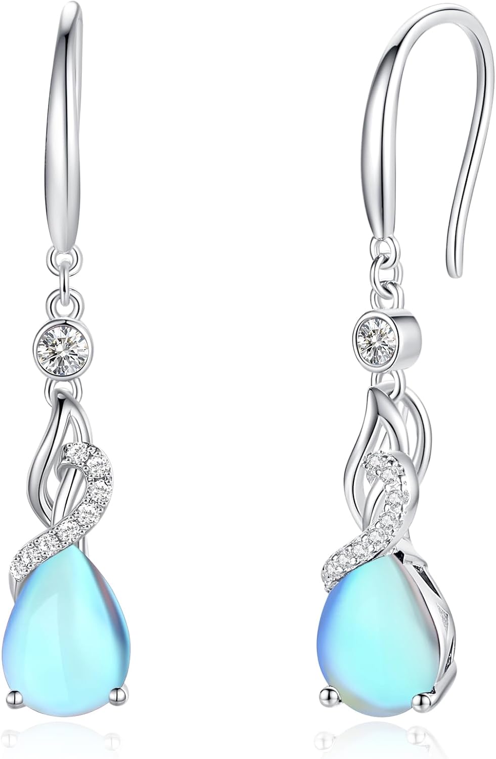 FANCIME Pendientes colgantes con piedra natal de pera para mujer de...