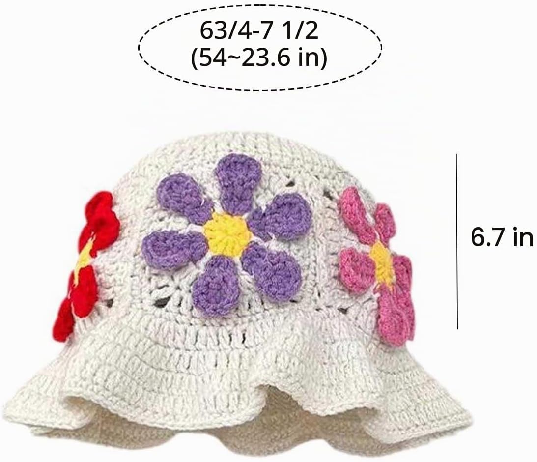 Ahouws Sombrero de pescador de ganchillo para mujer, sombrero de pu...