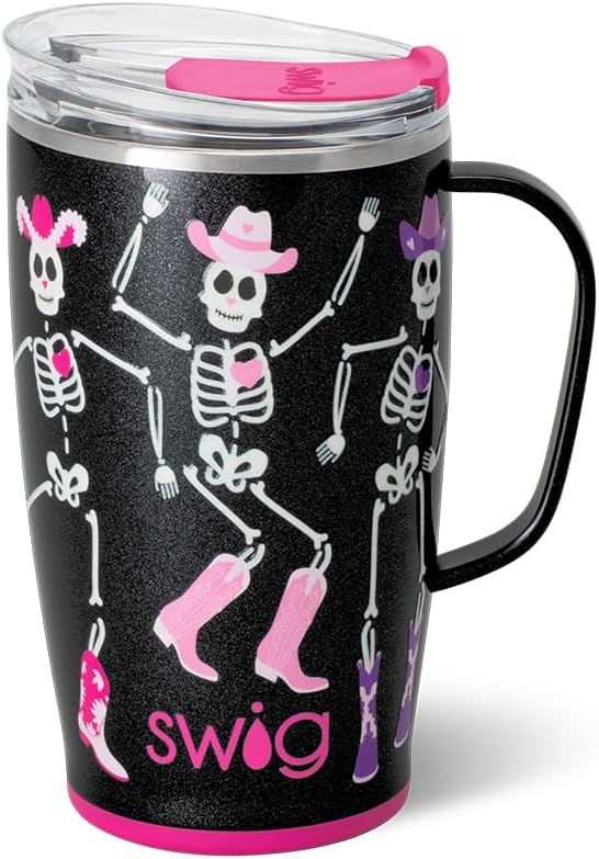 Swig Life - Taza de viaje de 22 onzas con asa y tapa, vaso aislante...