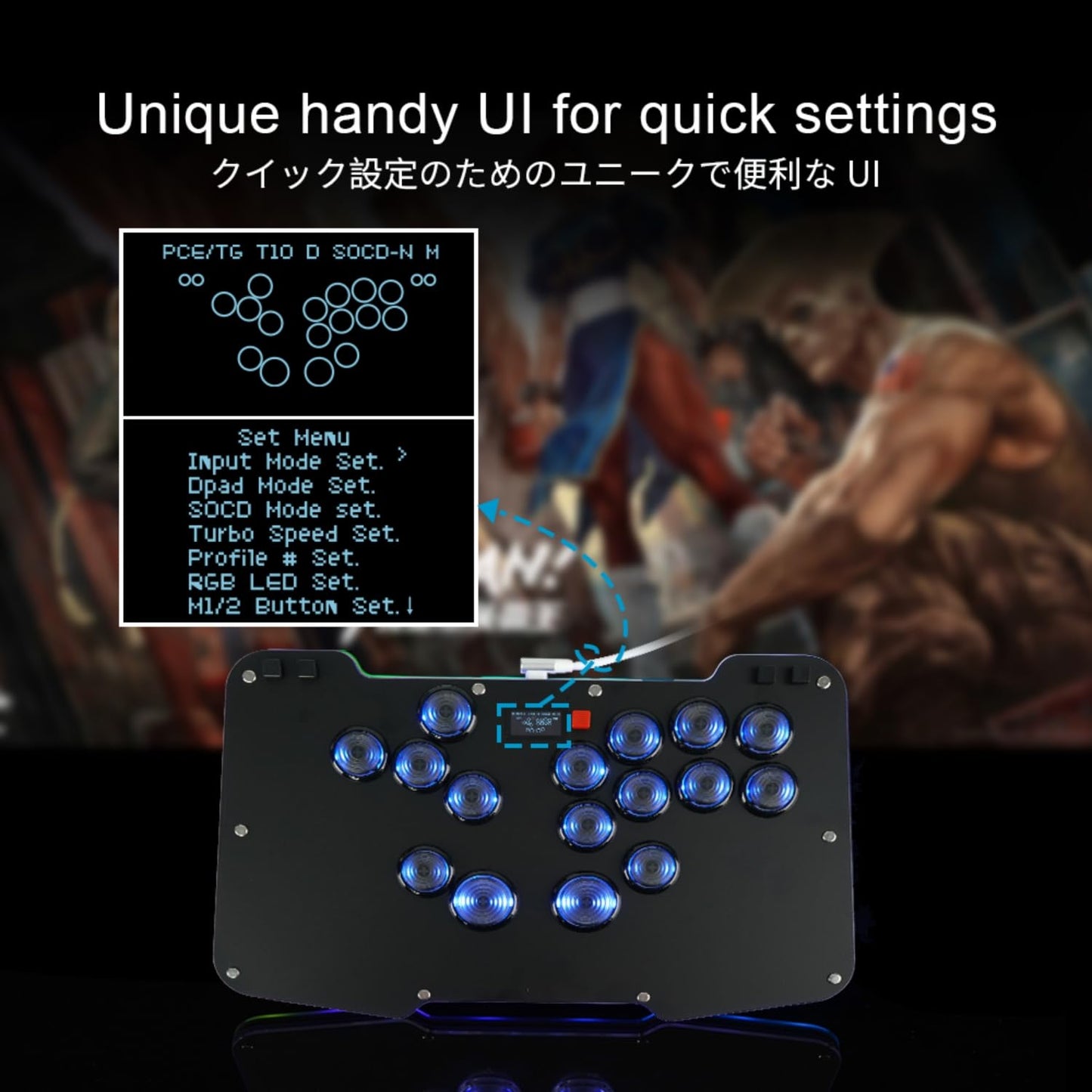 BITFUNX Duelpad Controlador sin palanca Arcade Stick, Controlador A...
